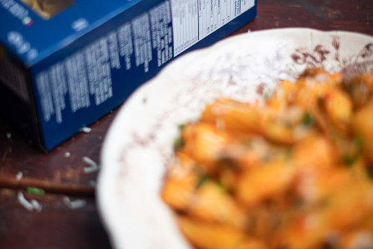 Rigatoni With Roasted Red Pepper Puree And Mushrooms Le Coup De Grace